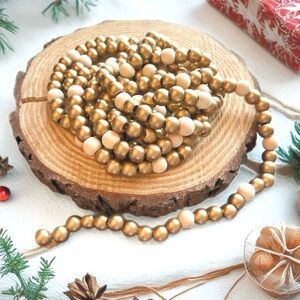 Gold & Cream Wooden Bead Garland